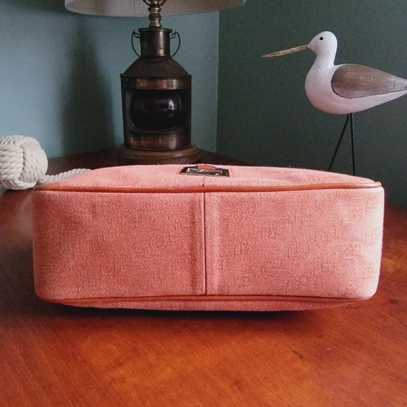 Dooney & Bourke Monogram Orange Water-repellant Coated Fabric Hobo w/Tan Leather - Picture 7 of 14